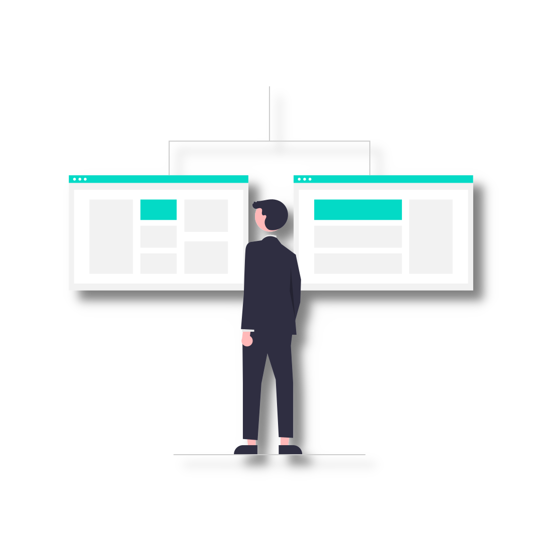 Person standing with computer windows illustration | Sourced from undraw.co